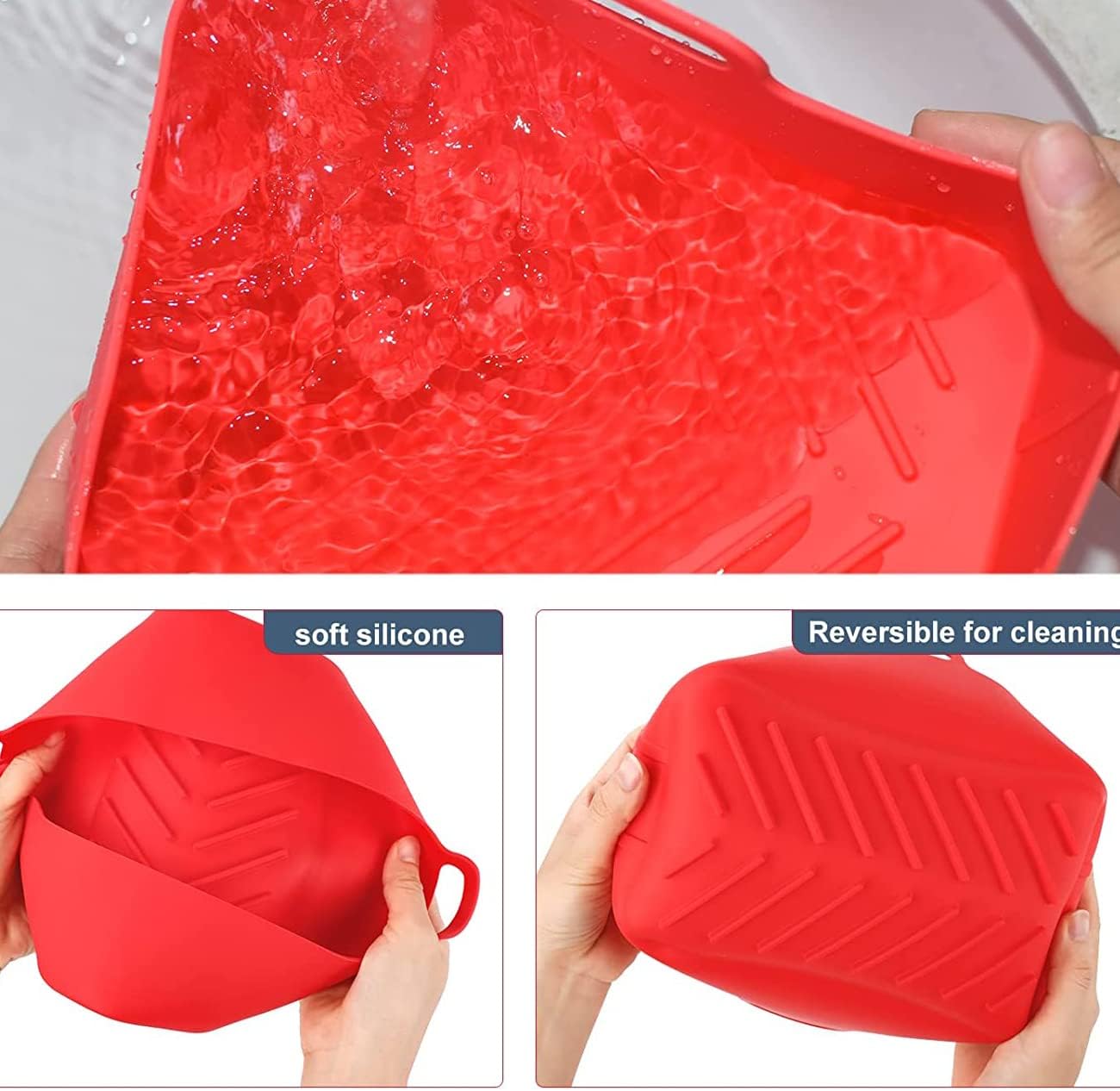 revhq air fryer reusable liner, for ninja foodi dz201/dz401 dualzone air fryer, oven insert silicone bowl, replacement of parchment paper liners, non stick basket for 8qt pot and above