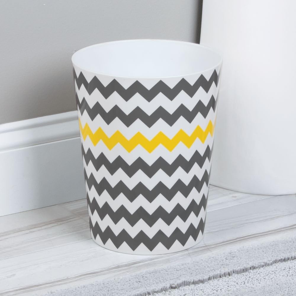 idesign chevron waste can, gray/yellow, 8" x 10"