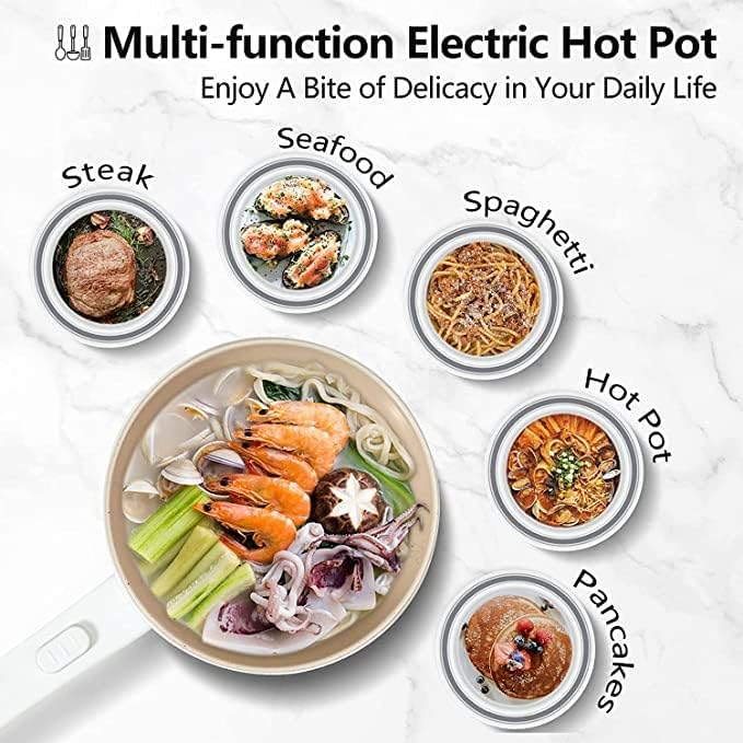 ggerou 3l electric hot pot with steamer & temperature control non stick electric cooker shabu shabu, electric skillet,frying pan,electric saucepan,for noodles, egg, steak, sauté, steam and soup (3l)