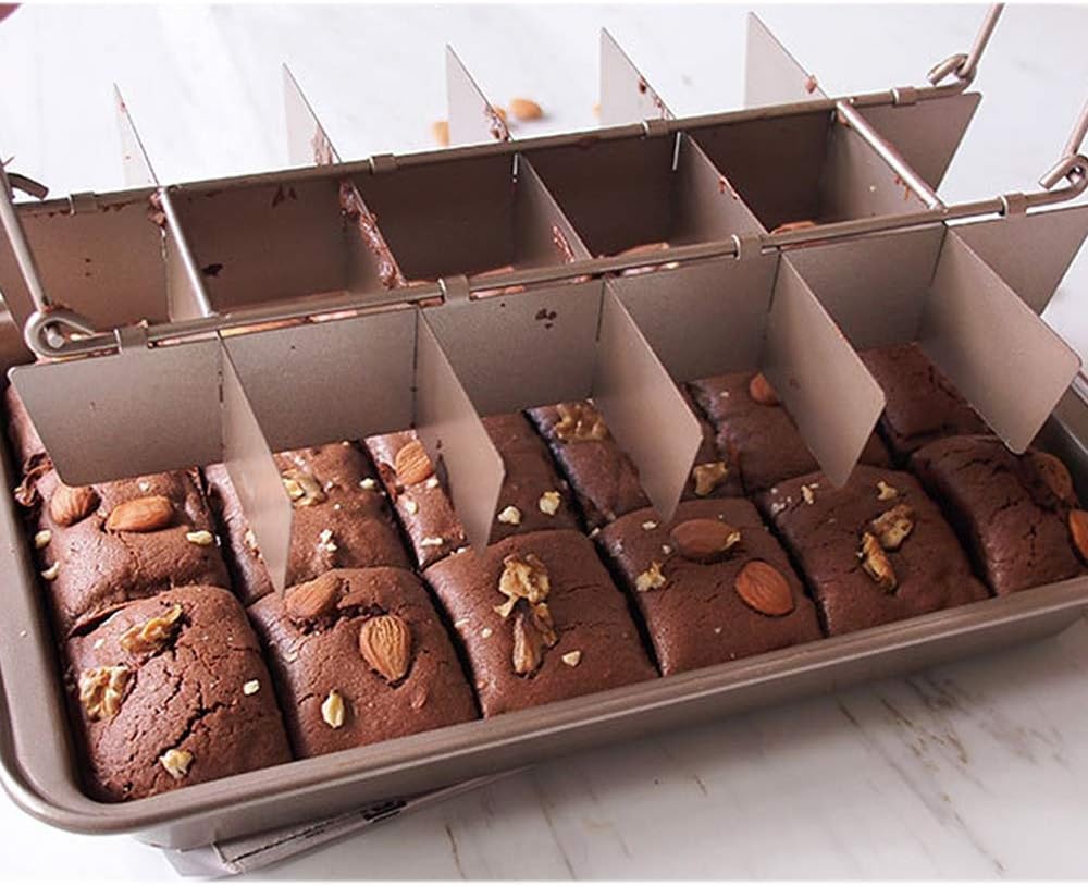 lovey non stick brownie pans with dividers, bronze, 12 by 8 inches, 7002