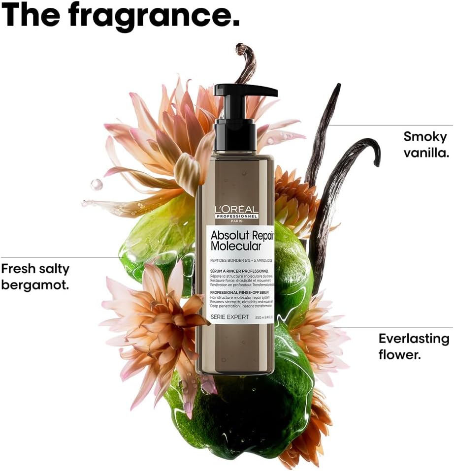 l’oréal professionnel | absolut repair molecular hair rinse off serum, repair damage & restore strength, deep molecular repair & instant transformation, for all damaged hair types, serie expert, 250ml