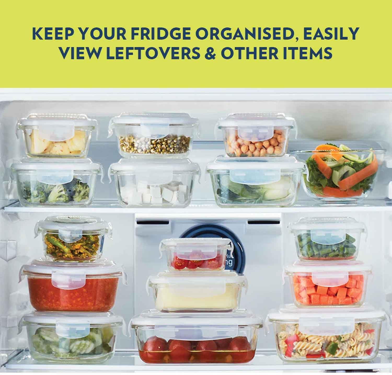 borosil klip n store round glass storage container with air tight lid food storage container microwave safe container 400 ml