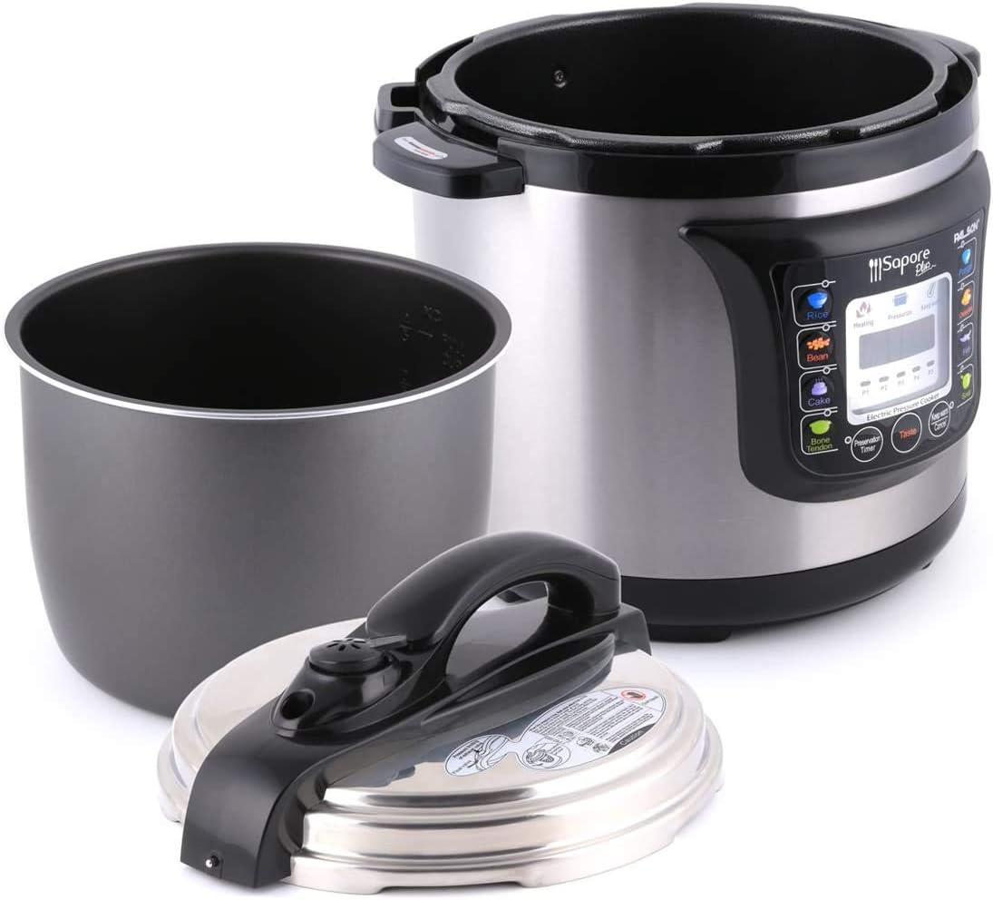 palson electric pressure cooker 8 litter capacity ultra fast steam cooking dimensions ‎32 x 33 x 35cm (1200 watts) silver color model 30997 1 year warranty.
