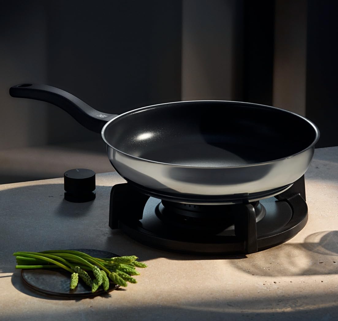 wmf devil 3 piece frying pan set 24, 20, 28 cm, induction, cromargan stainless steel coated, plastic handle
