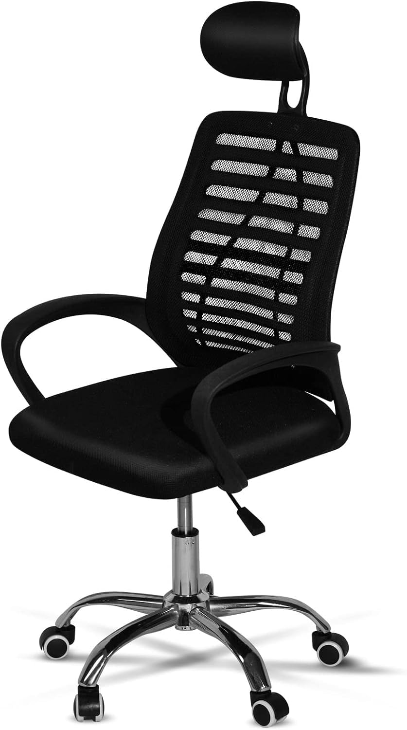 sky touch sky touch office chair,comfort ergonomic height adjustable desk chair with lumbar support backrest&headrest and armrests，black 125×55×55cm