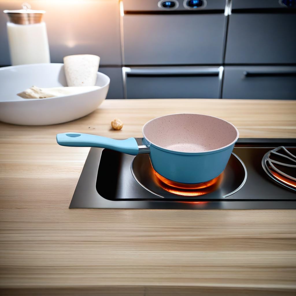 saqoware granite non stick milk pan – 14 cm/1 litre saucepan – pouring spout with ergonomic handle tea pan saucepan milk pot – ideal as coffee pot, tea pot, cawa milk pot & small saucepan