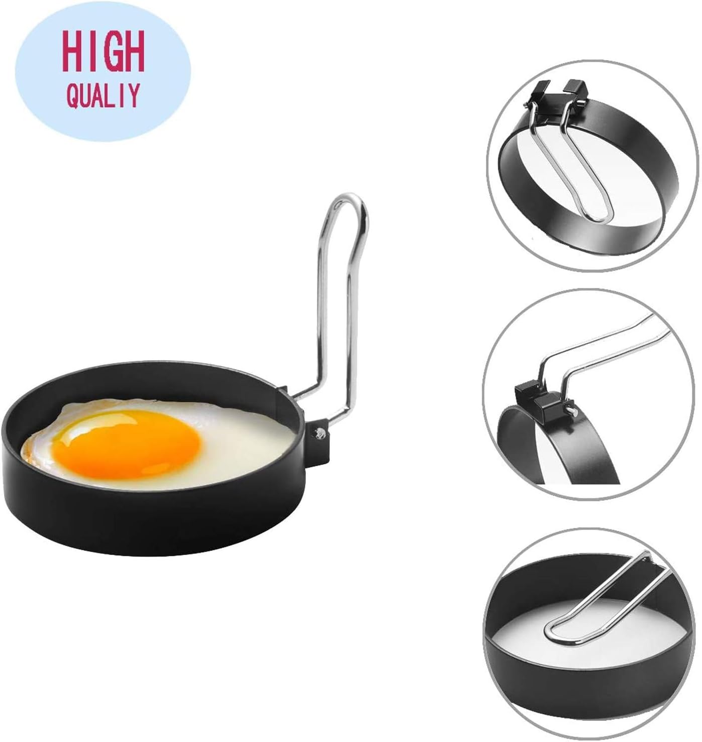 gneric 4 pack egg ring, round egg pancake maker mold, stainless steel non stick metal circle shaper mold, household kitchen cooking tool for frying mcmuffin or shaping eggs, egg maker molds