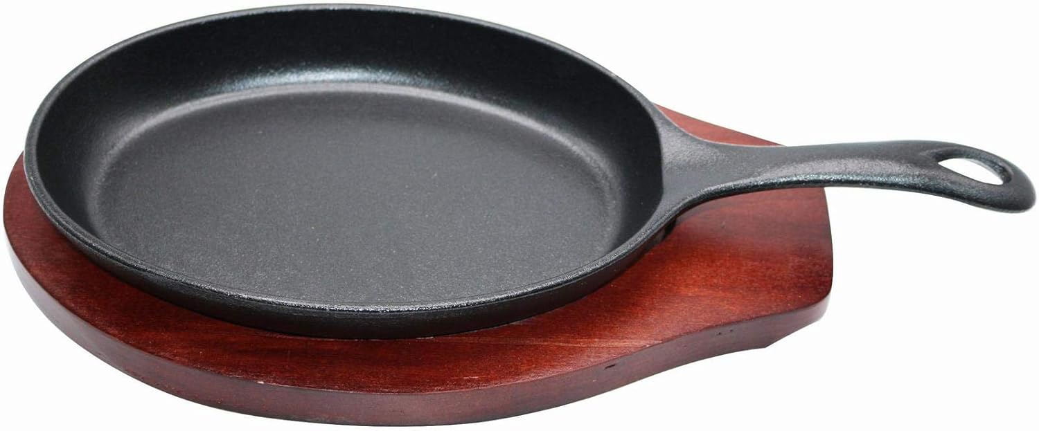 cast iron fajita pan 24cm oval sizzling plate with single handle