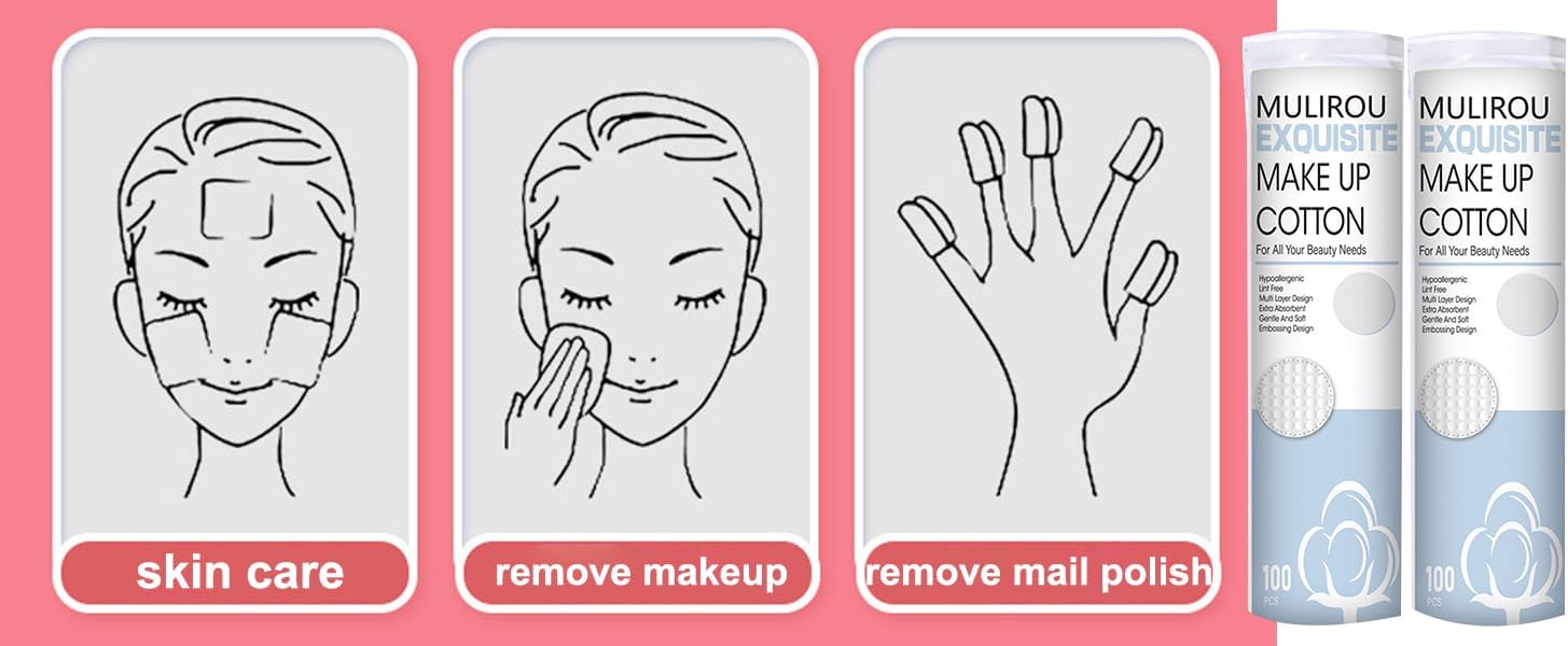 paris plus premium 100% natural cotton rounds certified organic cotton makeup pads (200 count) for face cosmetic cotton makeup remover rounds micro bead surface