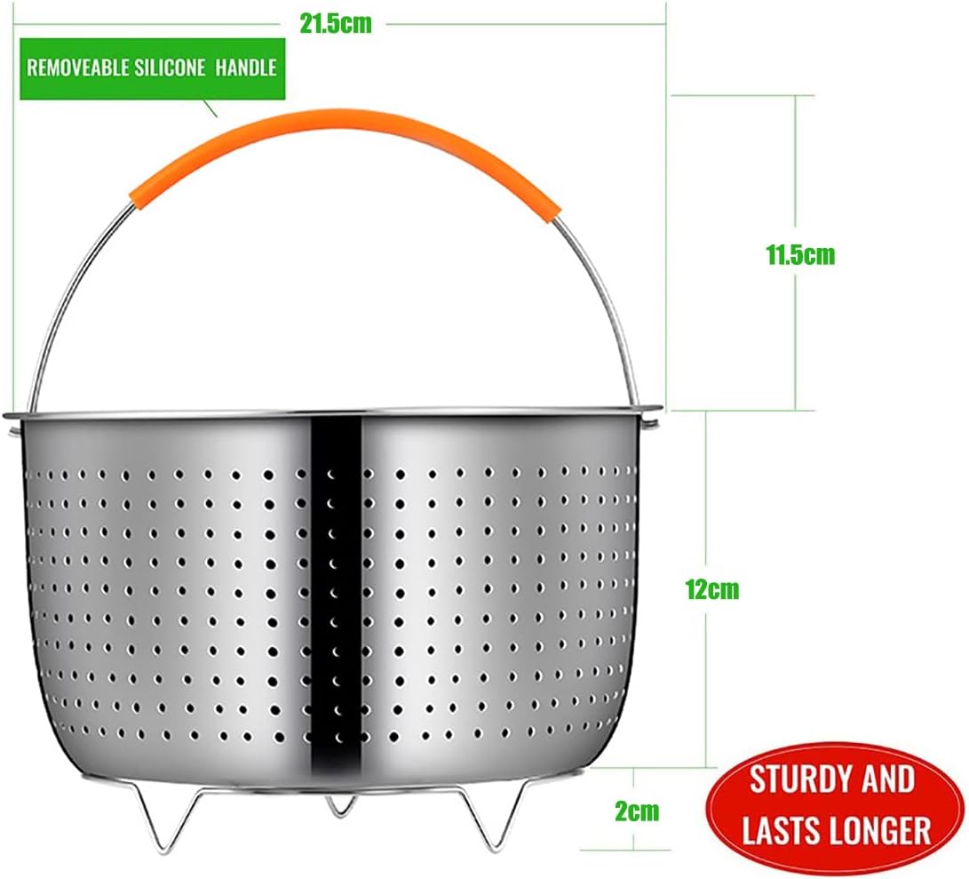angju stainless steel steam basket, 304 stainless steel rice cooker steam pot pressure cooker anti scald steamer, used for steaming vegetables and fruit eggs cleaning basket