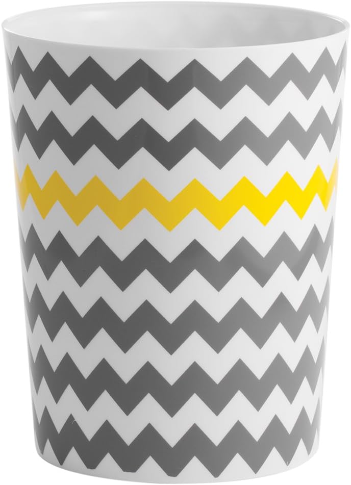 idesign chevron waste can, gray/yellow, 8" x 10"