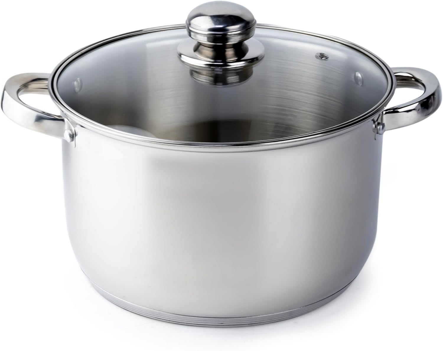 wilson amara stainless steel casserole pot with twin handles 24x12.5cm, vented glass lid, induction ready, oven safe 5 layer base