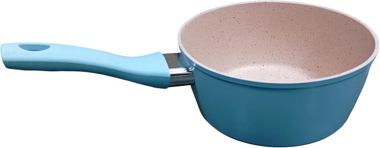 saqoware granite non stick milk pan – 14 cm/1 litre saucepan – pouring spout with ergonomic handle tea pan saucepan milk pot – ideal as coffee pot, tea pot, cawa milk pot & small saucepan