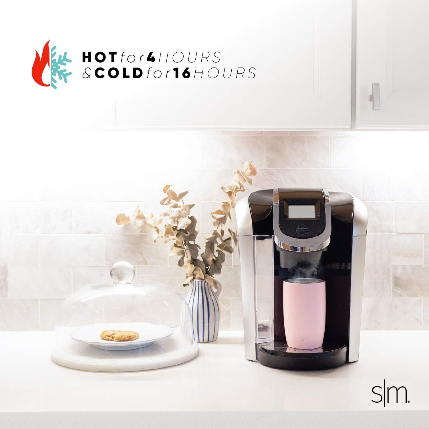 simple modern travel coffee mug tumbler with flip lid | reusable insulated stainless steel cold brew iced coffee cup thermos | gifts for women men him her | voyager collection | 12oz | midnight black