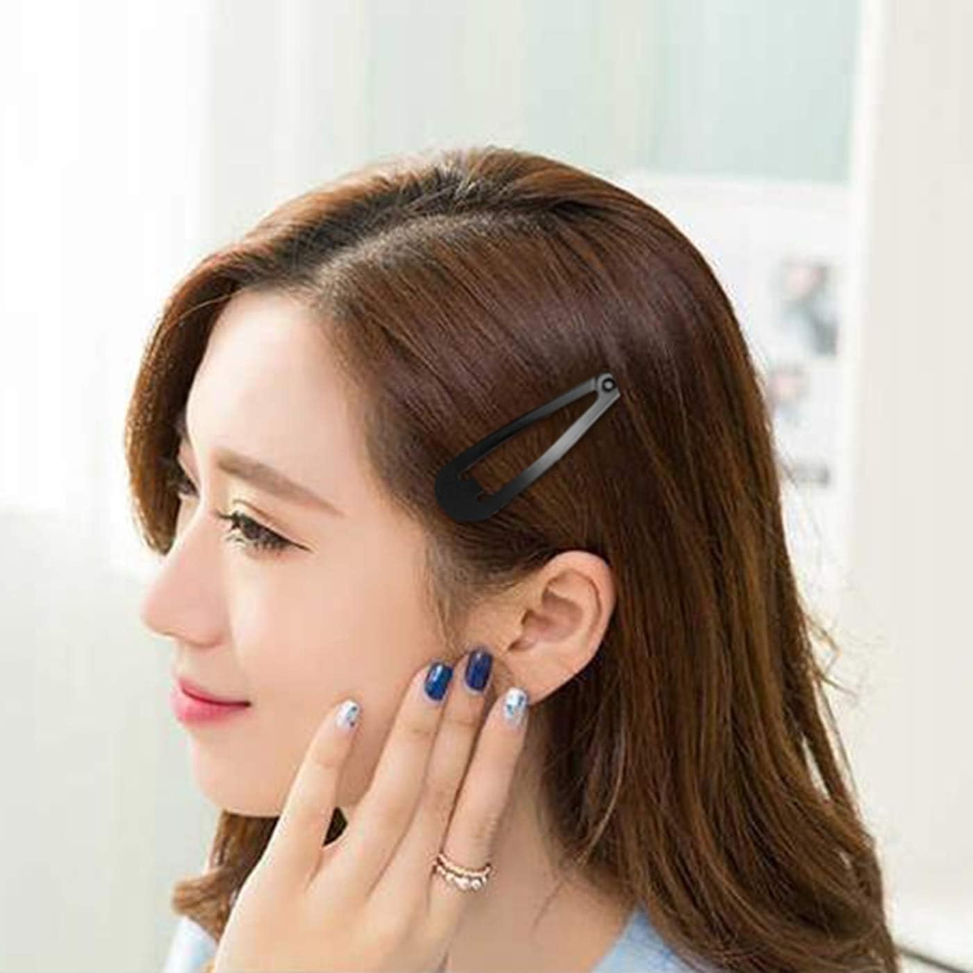 swstinling 50 pack black 2 inch barrettes metal snap hair clips accessories for women