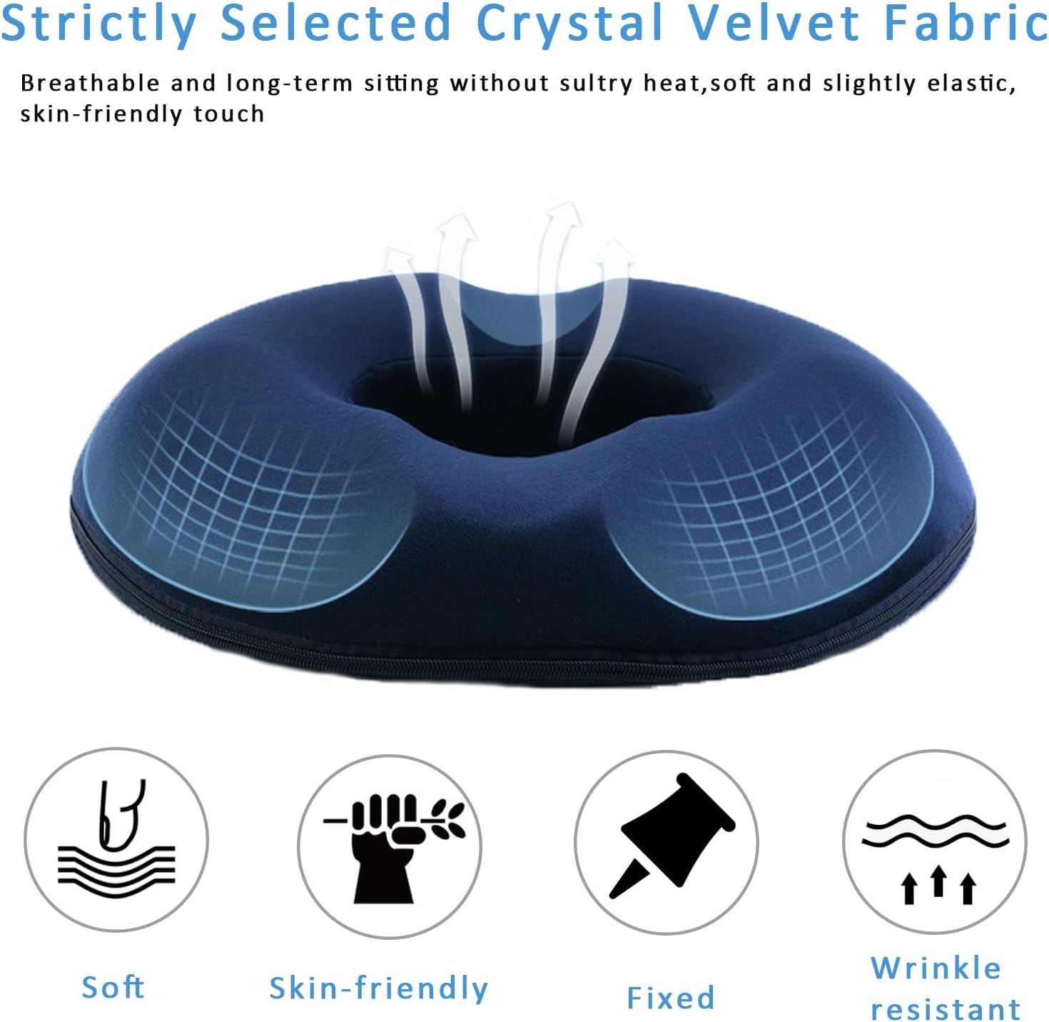 gluckluz donut pillow memory foam tailbone pillow seat cushion massage chair pad orthopedic pillow for car office hip push up yoga hemorrhoids (blue)