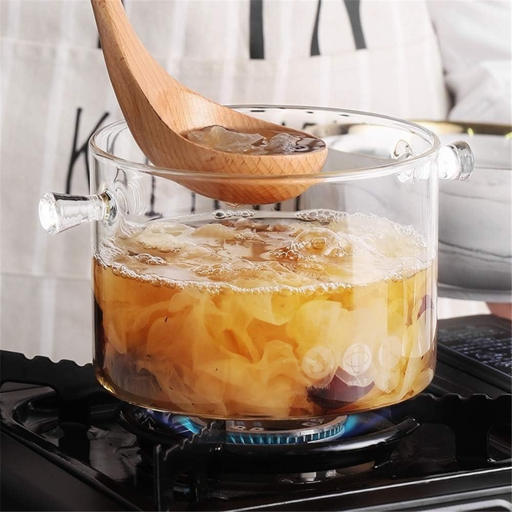 nlywb 1.5l/50 fl glass pot, glass saucepan with cover, heat resistant glass stovetop pot clear cooktop safe for pasta noodle, soup, milk, baby food