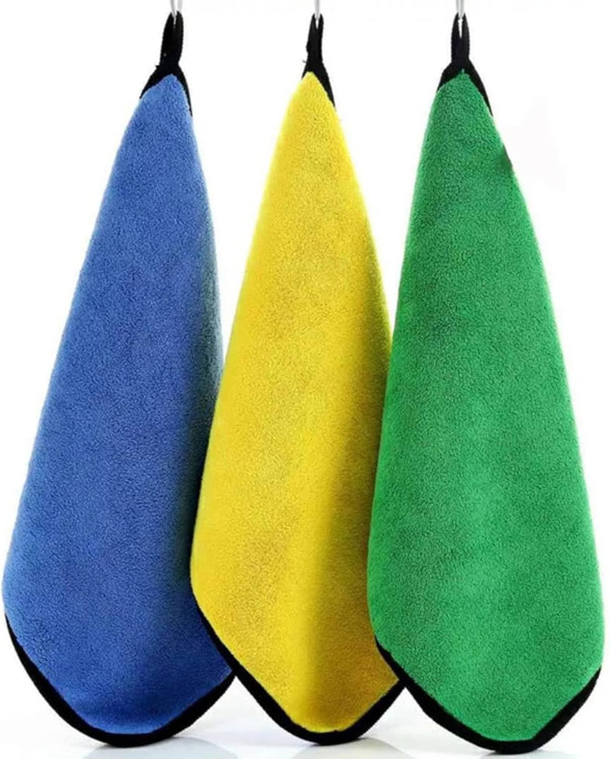 sky touch 3pcs microfiber car drying towel for car cleaning and detailing, double sided, extra thick plush microfiber towel lint super absorbent detailing towel for car,windows,screen and kitchen