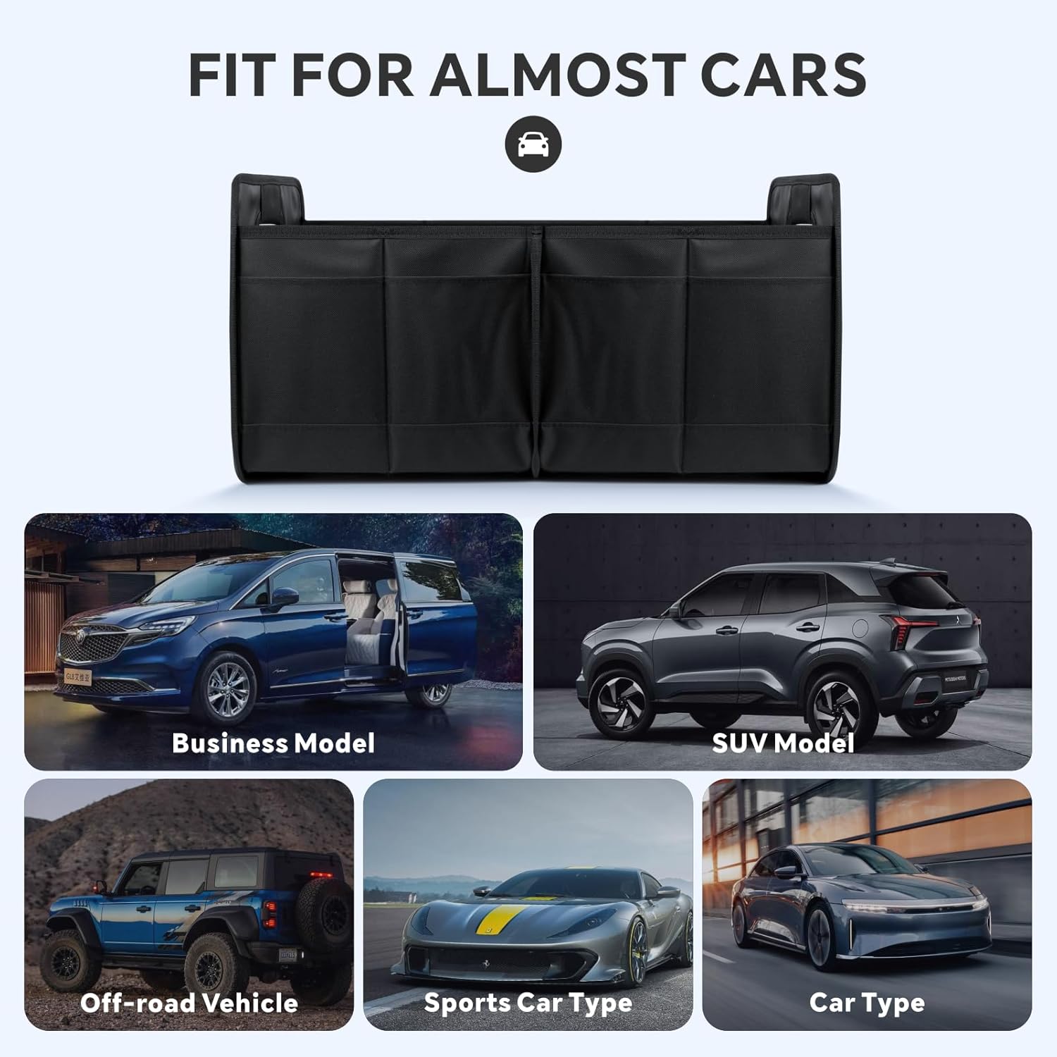 baytion car trunk organizer, car storage box with collapsible multi compartment pockets,foldable car boot organizer with large capacity for car,trunk and suv(black)