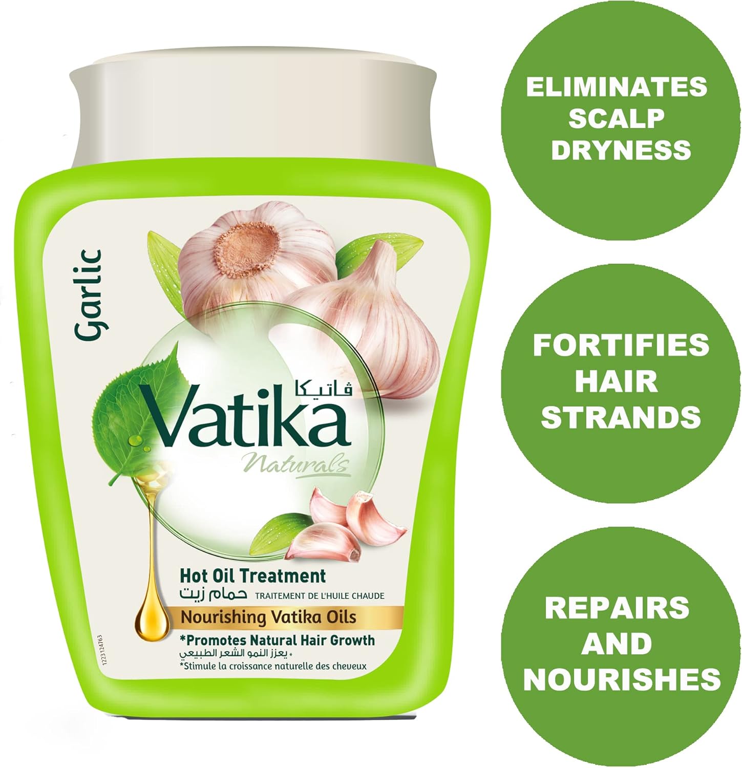 vatika naturals garlic hammam zaith hot oil treatment 1kg | promotes natural hair growth | hair mask for damaged & thinning hair