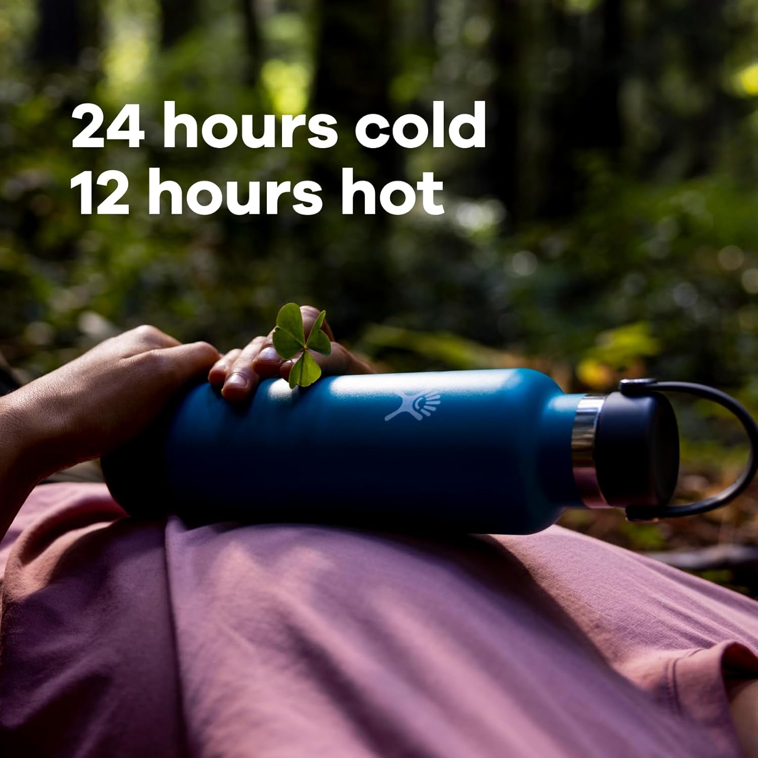 hydro flask standard mouth water bottle, flex cap 24 oz, black