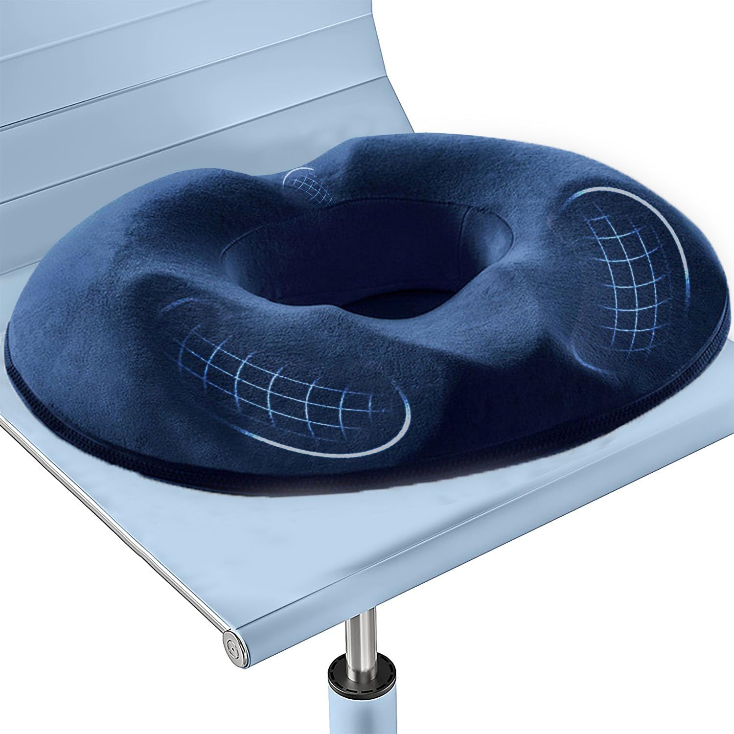 gluckluz donut pillow memory foam tailbone pillow seat cushion massage chair pad orthopedic pillow for car office hip push up yoga hemorrhoids (blue)