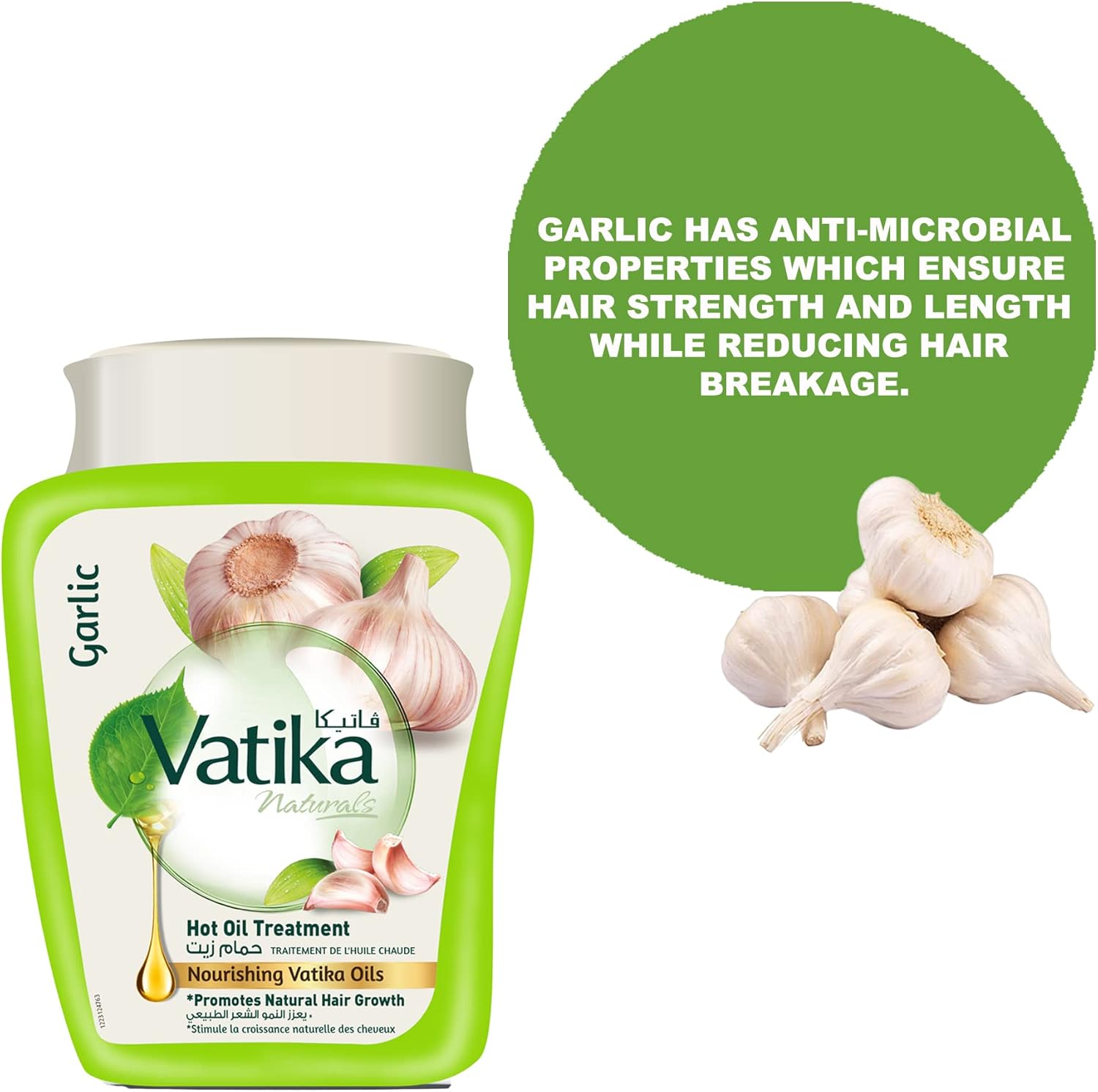 vatika naturals garlic hammam zaith hot oil treatment 1kg | promotes natural hair growth | hair mask for damaged & thinning hair