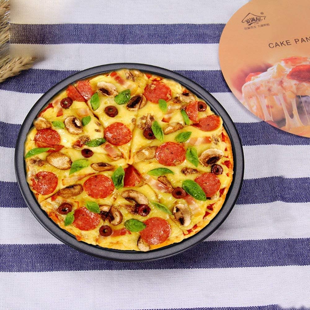 lijunjp 3pcs pizza bakeware set, carbon steel non stick coating for oven baking, round deep dish pizza pan pie pans, dishwasher safe, for kitchen, party, commercial