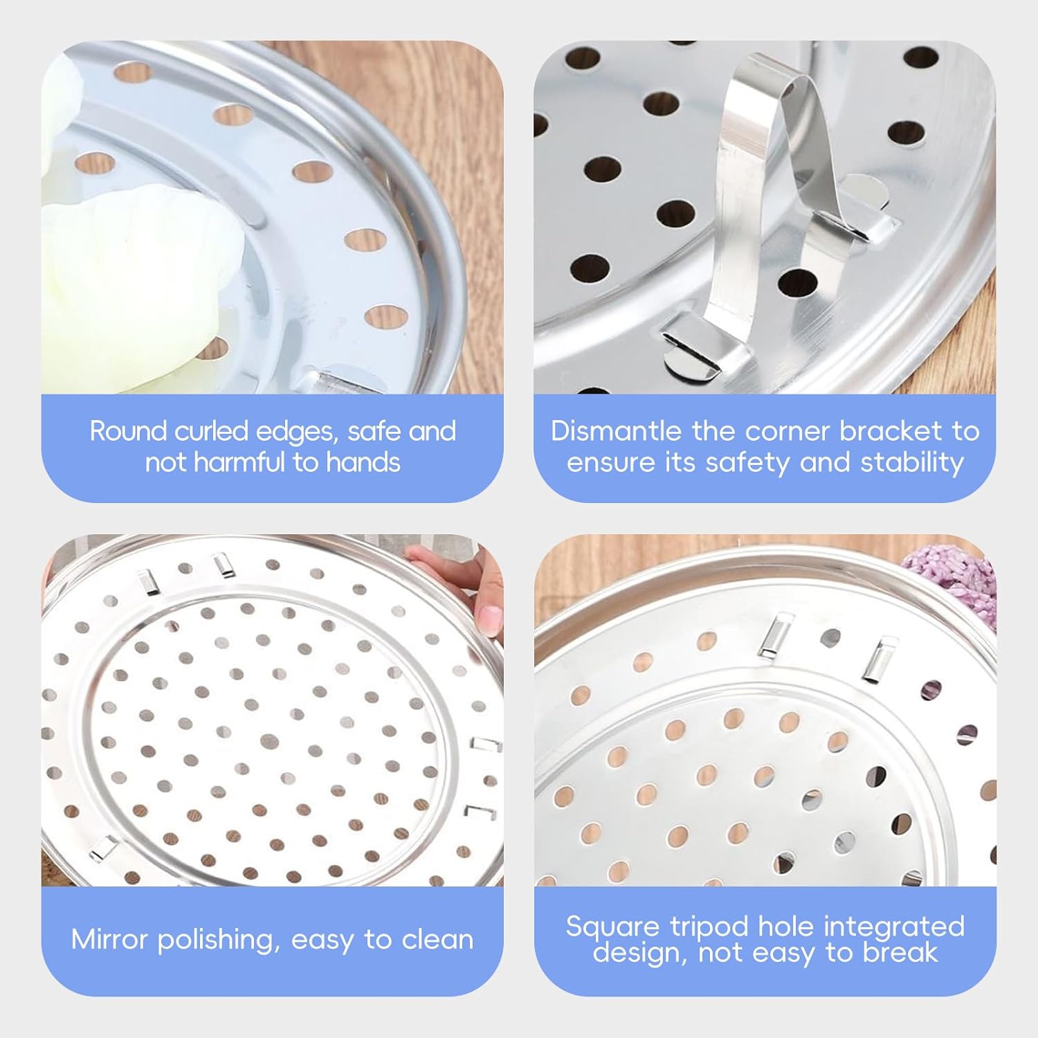 nalaina steamer rack, stainless steel round steaming rack steam tray with removable legs for veggie fish seafood cooking, expandable to fit various steamer cookware multi functional steamer basket