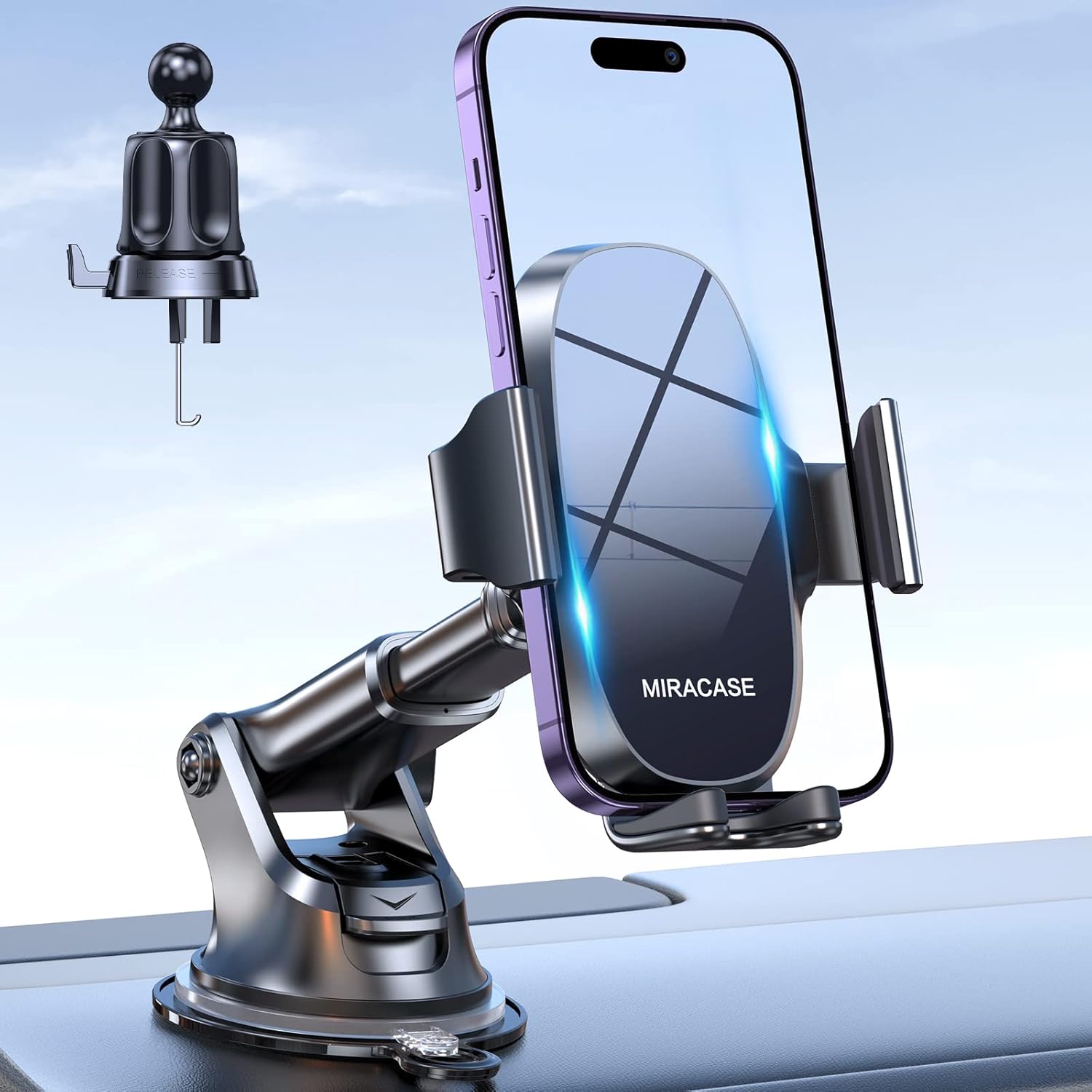 miracase car phone holder, 4 in 1 mobile holder for car, phone holder car for dashboard & air vent & windshield, compatible with iphone 14 pro max 13 12 11, samsung s23, xiaomi, google and more