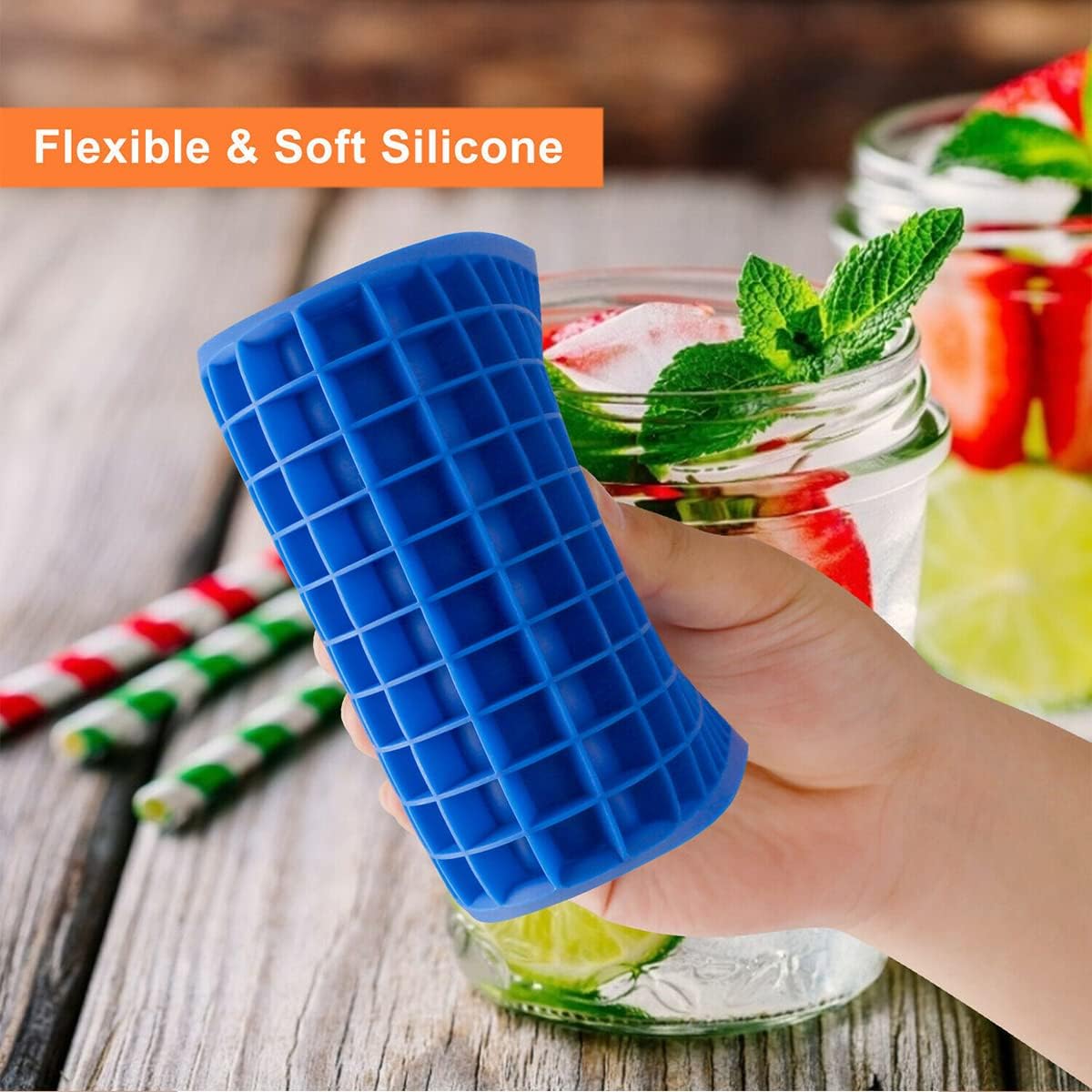 showay 160 ice cubes frozen cube bar pudding silicone tray mold tool blue