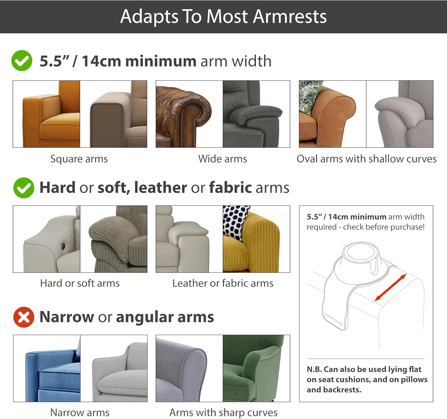 hit products couchcoaster drink holder for sofa, jet black