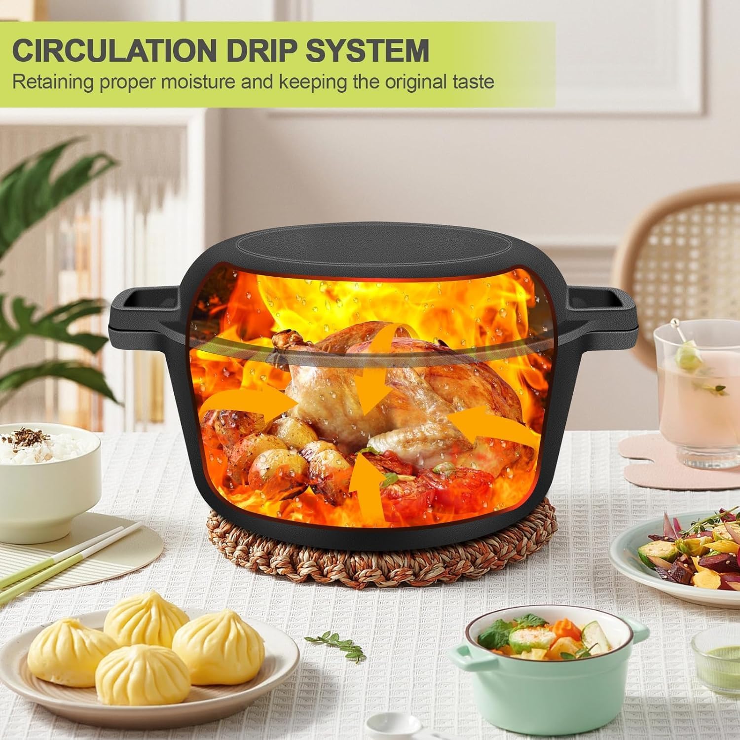 pre seasoned cast iron dutch oven casserole pot cast iron skillet lid – 2 in 1 cooking cookware pan set – dutch oven pot with lid – black, 5 quarts, 26cm