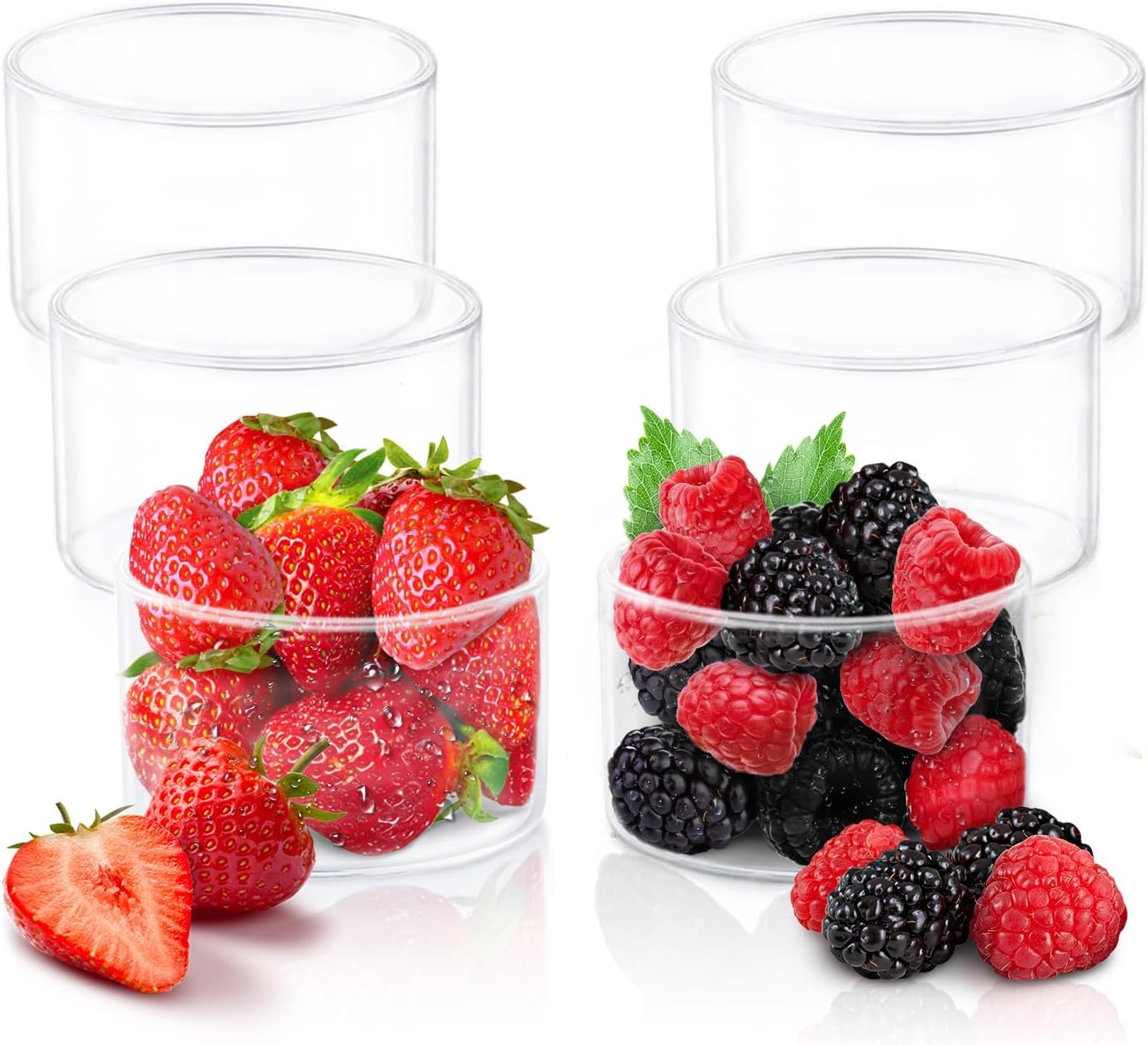 borosil small glass bowl set (105 ml) set of 6, clear, 3.5 ounce glass bowls