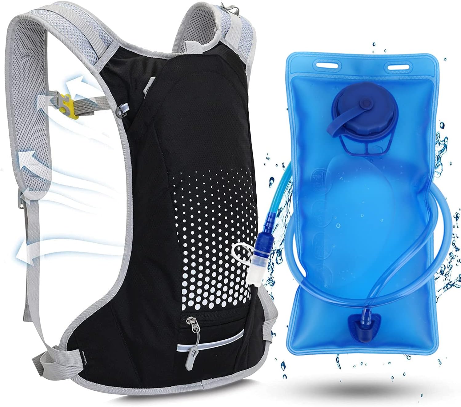 angju hydration backpack,insulated hydration pack lightweight water backpack with 2l bladder for running,cycling,camping,hiking