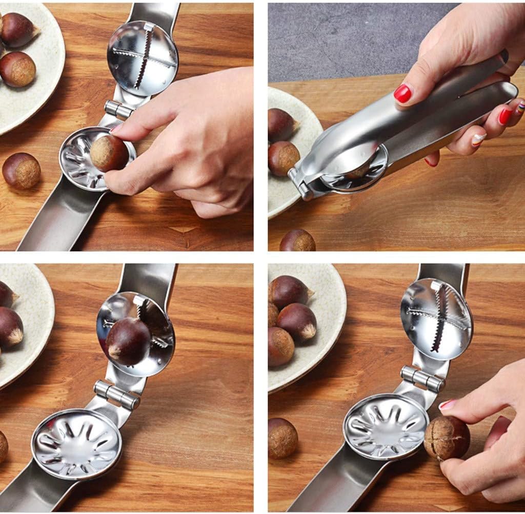 hyg protable nutcracker chestnut clip,430 stainless steel chestnut cutter tool pistachio nut opener macadamia nut knife,walnut opener,metal nut opener plier multifunction nutcracker