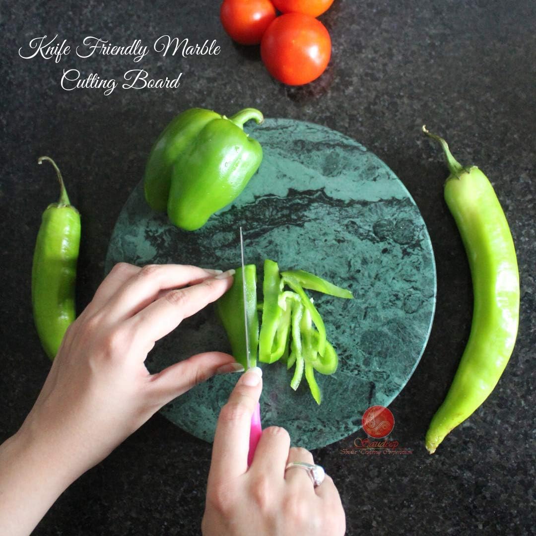 n'a chakla or granite roti maker or handmade round rolling pin board/cheese platter, serving tray with anti skid bottom (green, 10 inch)||rolling board chakla belan chapati maker