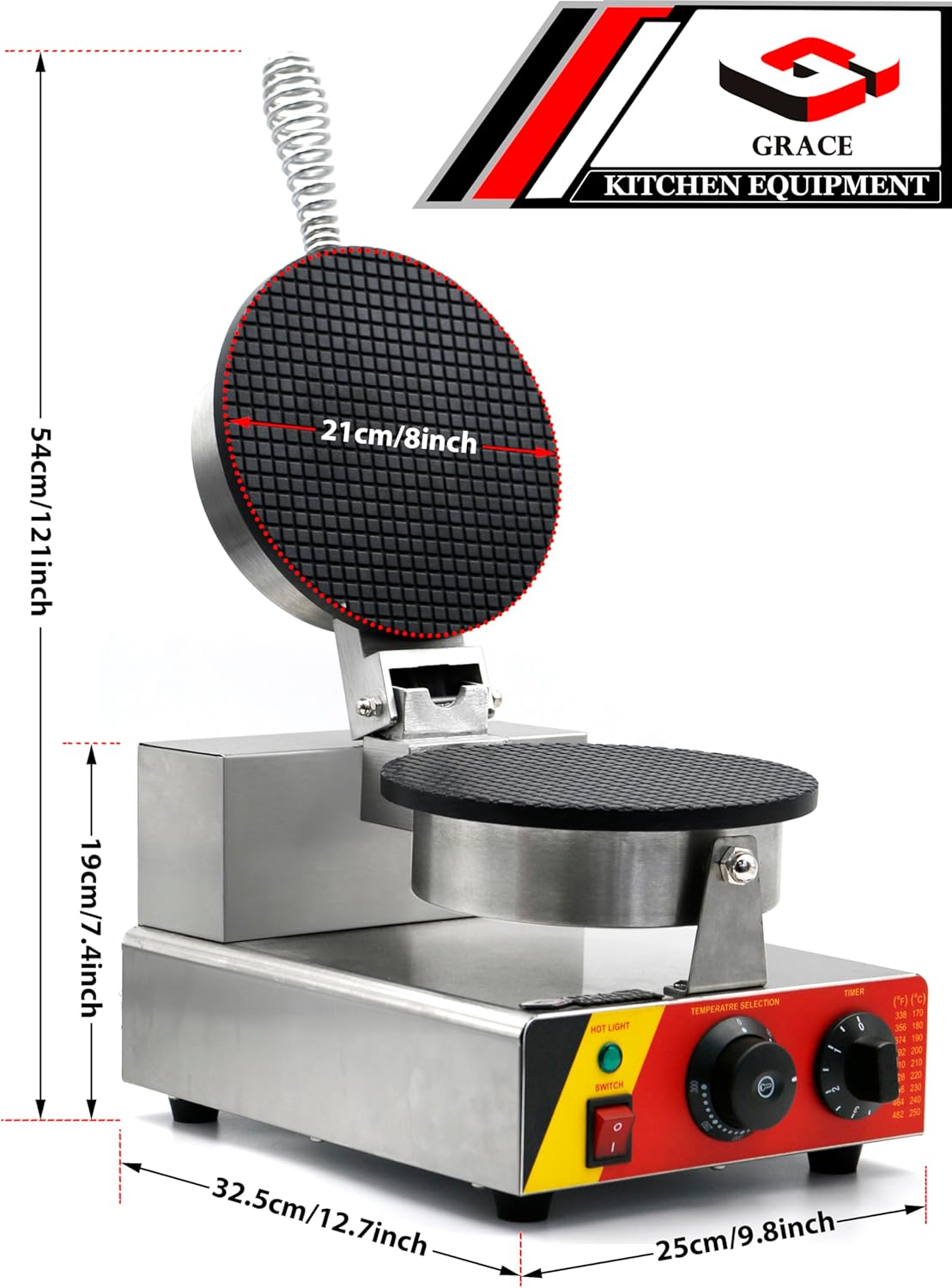 grace commercial ice cream cone machine 220v electric waffle makers 1300w stainless steel egg cone baker