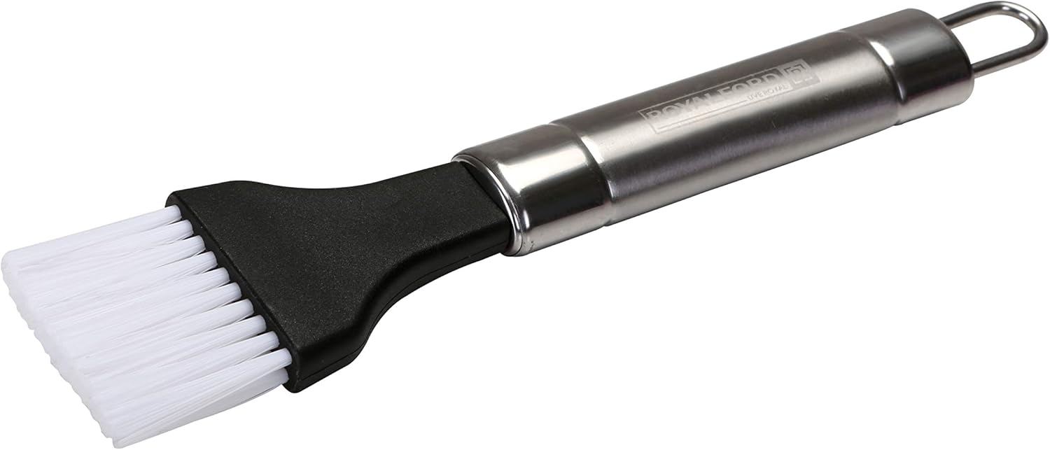 royalford sauce brush with stainless steel handle marinating and basting brush with ergonomically designed stainless steel handle with hanging loop bristles helps to glaze marinade glaze oil or bu