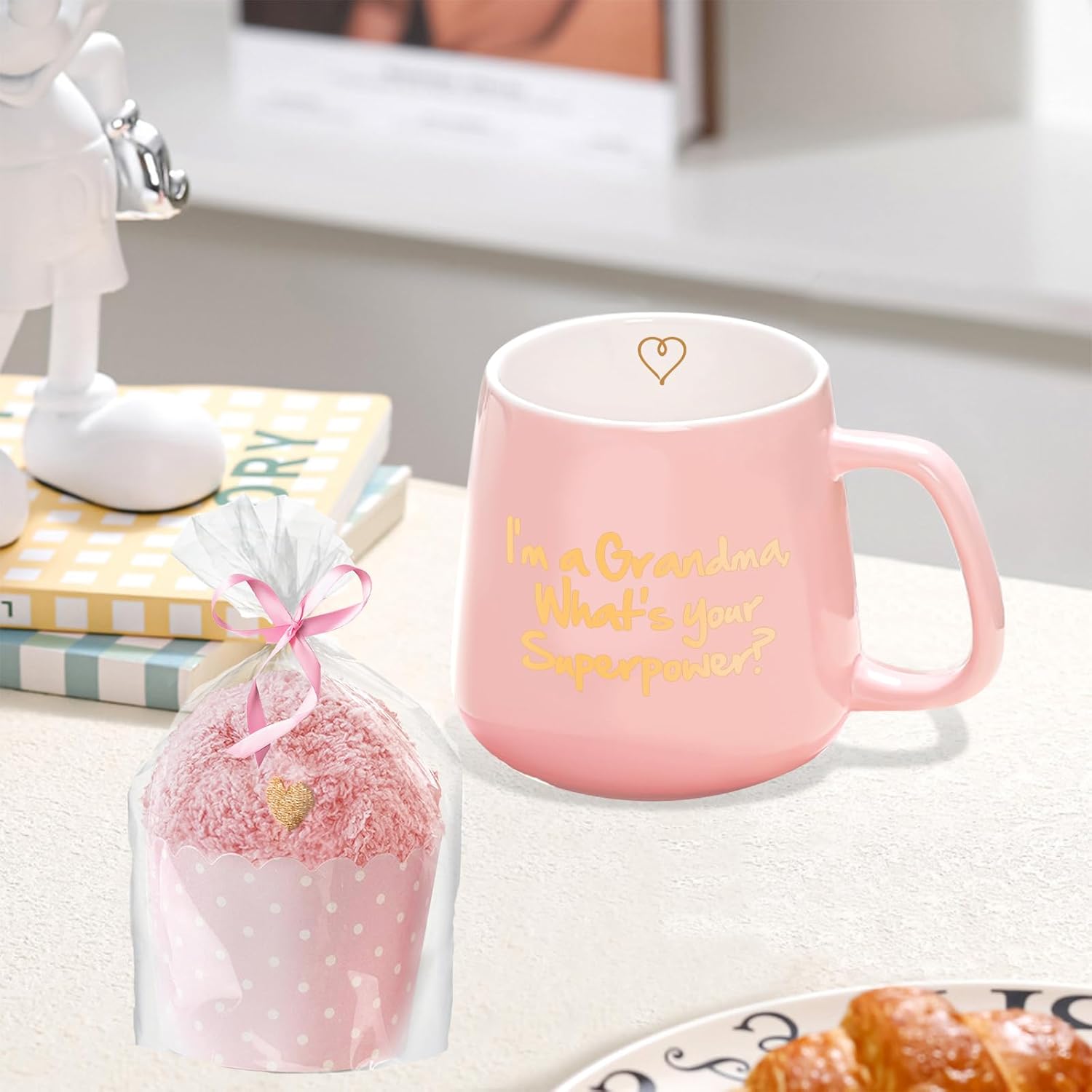 yalucky coffee mug gift for grandma mothers day i'm a grandma what's your superpower ceramic tea cup birthday presents for mothers and grandma pink 350ml 12oz