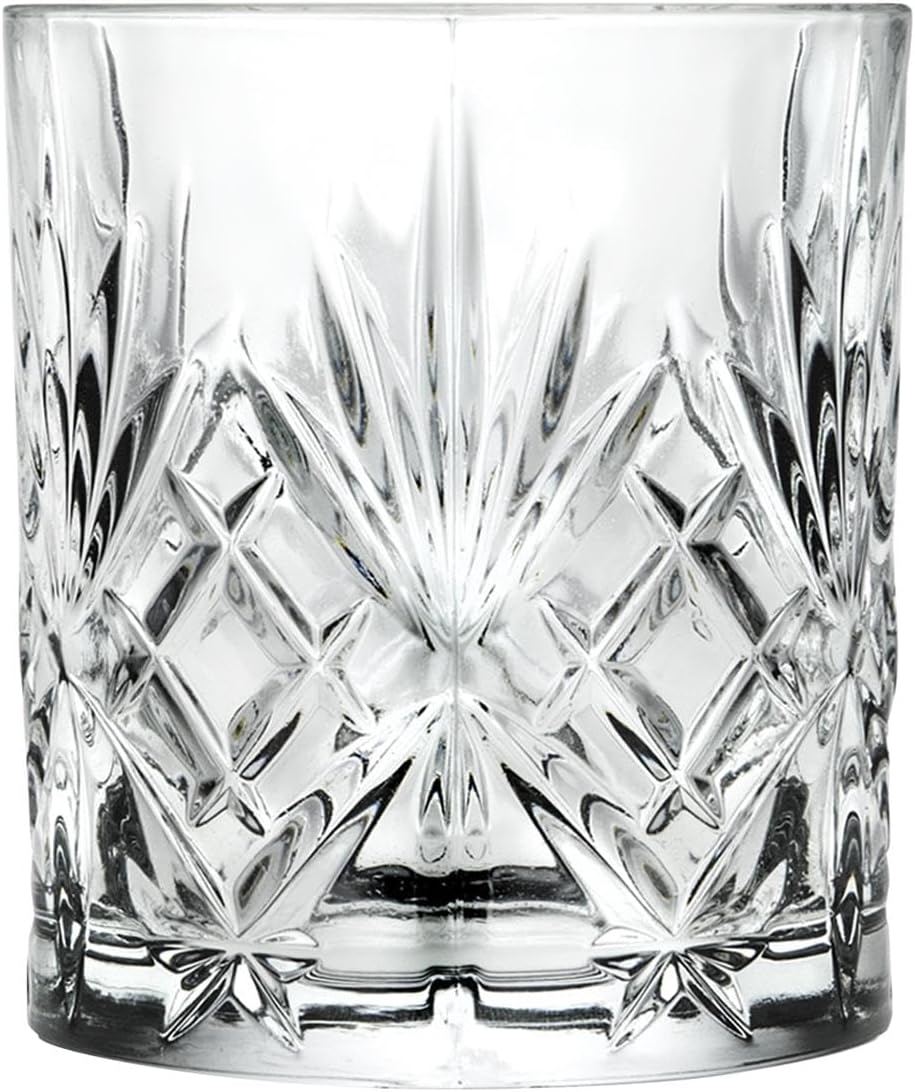 rcr 25935020006 melodia crystal short whisky water tumblers glasses, 8.05 oz, set of 6 clear