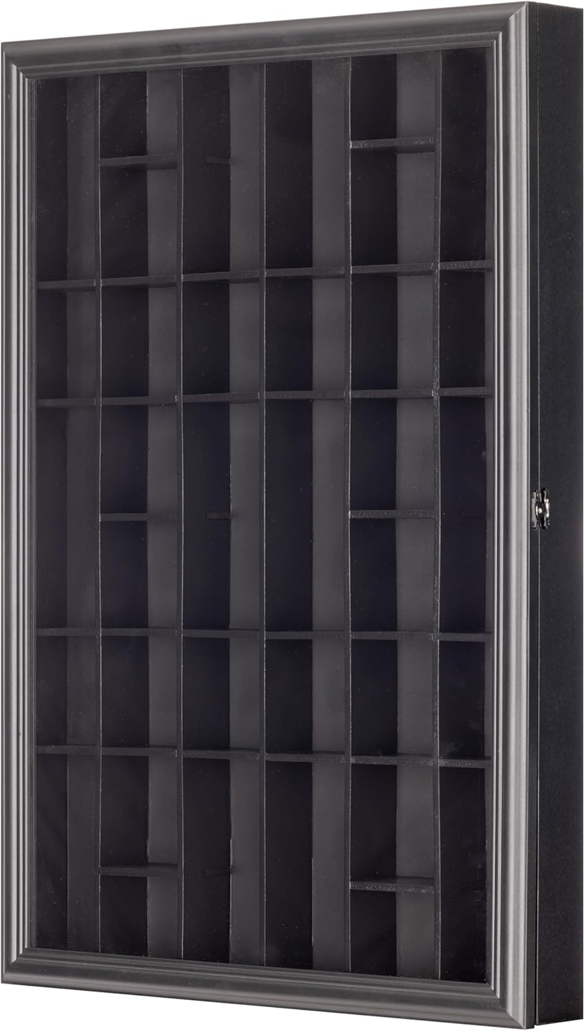 gallery solutions 18x26 display hinged front, black shot glass case od 17.8875x21.3125, 17" x 21"