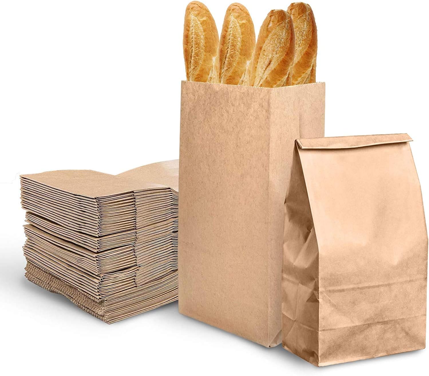 markq [25 bags] kraft brown large paper bags | recyclable lunch bags | paper bags, cookies bags, grocery bags, wedding gift bags, party bags | 33.50 x 15 x 10.5 cm