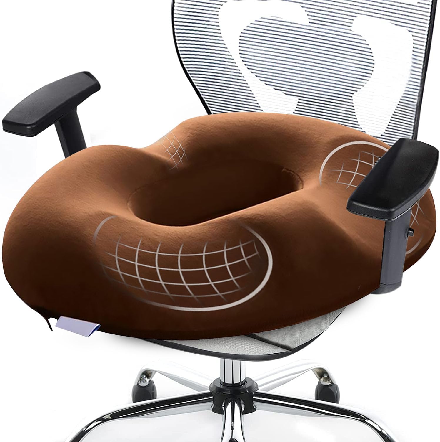 gluckluz coccyx donut pillow seat cushion pad memory foam firm yoga sitting pillow for women indoor home floor car office chair hemorrhoids prostate pressure sores post surgery (brown)