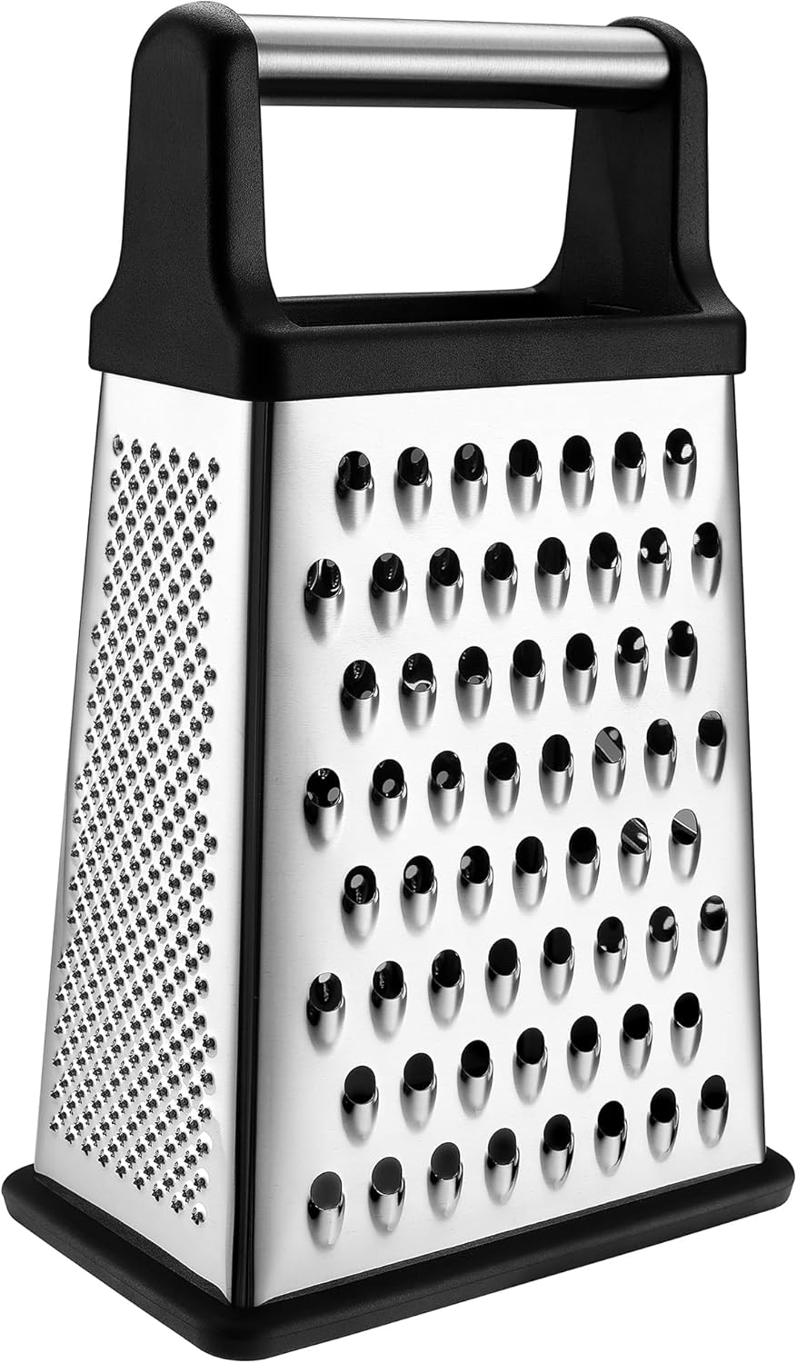 spring chef professional box grater, stainless steel with 4 sides, best for parmesan cheese, vegetables, ginger, xl size