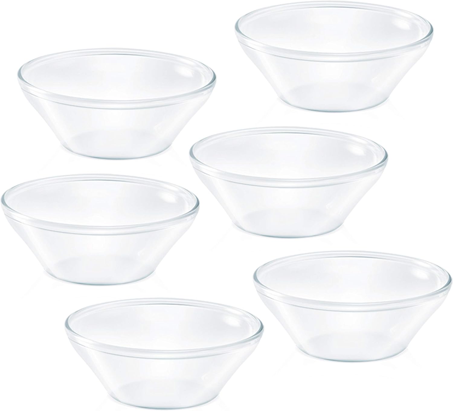 borosil venus glass katori bowl set, 170ml, set of 6, transparent