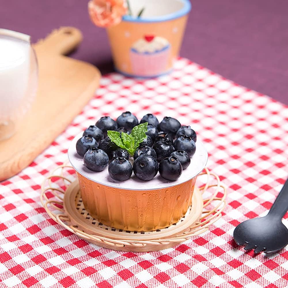 funito aluminum cupcake pans with lids,50pcs 130ml muffin liners cups, disposable foil ramekins, aluminum foil baking cups, cupcake baking cups, aluminum foil cupcake holders pans with lids