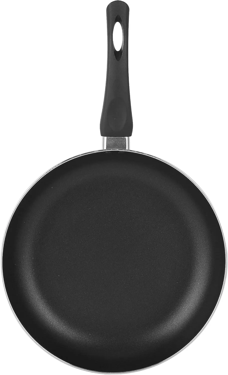 Royalford Aluminum Fry Pan With Tempered Glass Lid, Strong Body Non-Stick Coating And Bakelite Handle Grey 24 CM RF11976