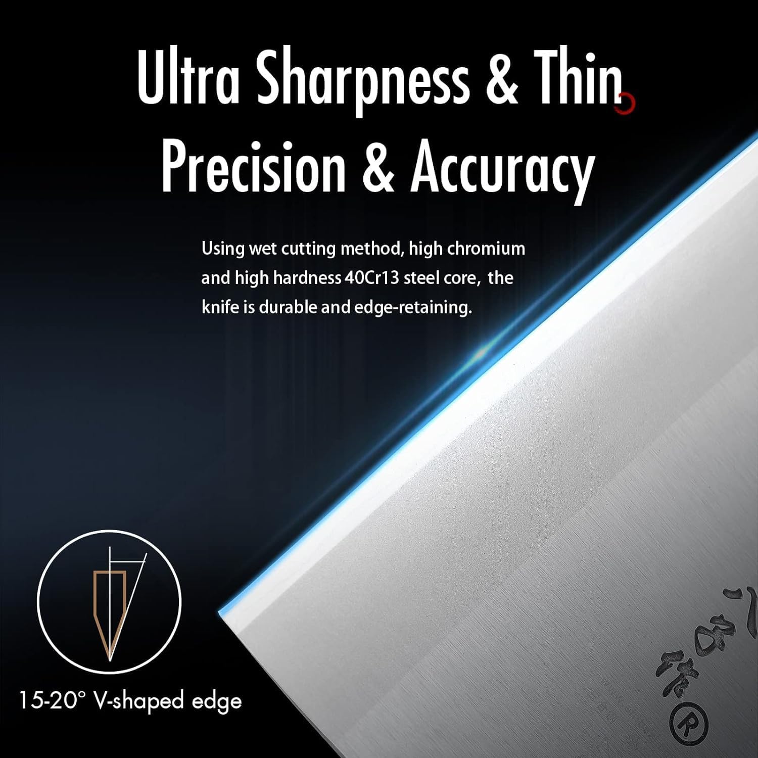 shi ba zi zuo chinese knife vegetable meat knife 6.7 inch stainless steel slicer cleaver, wooden handle with moderate weight