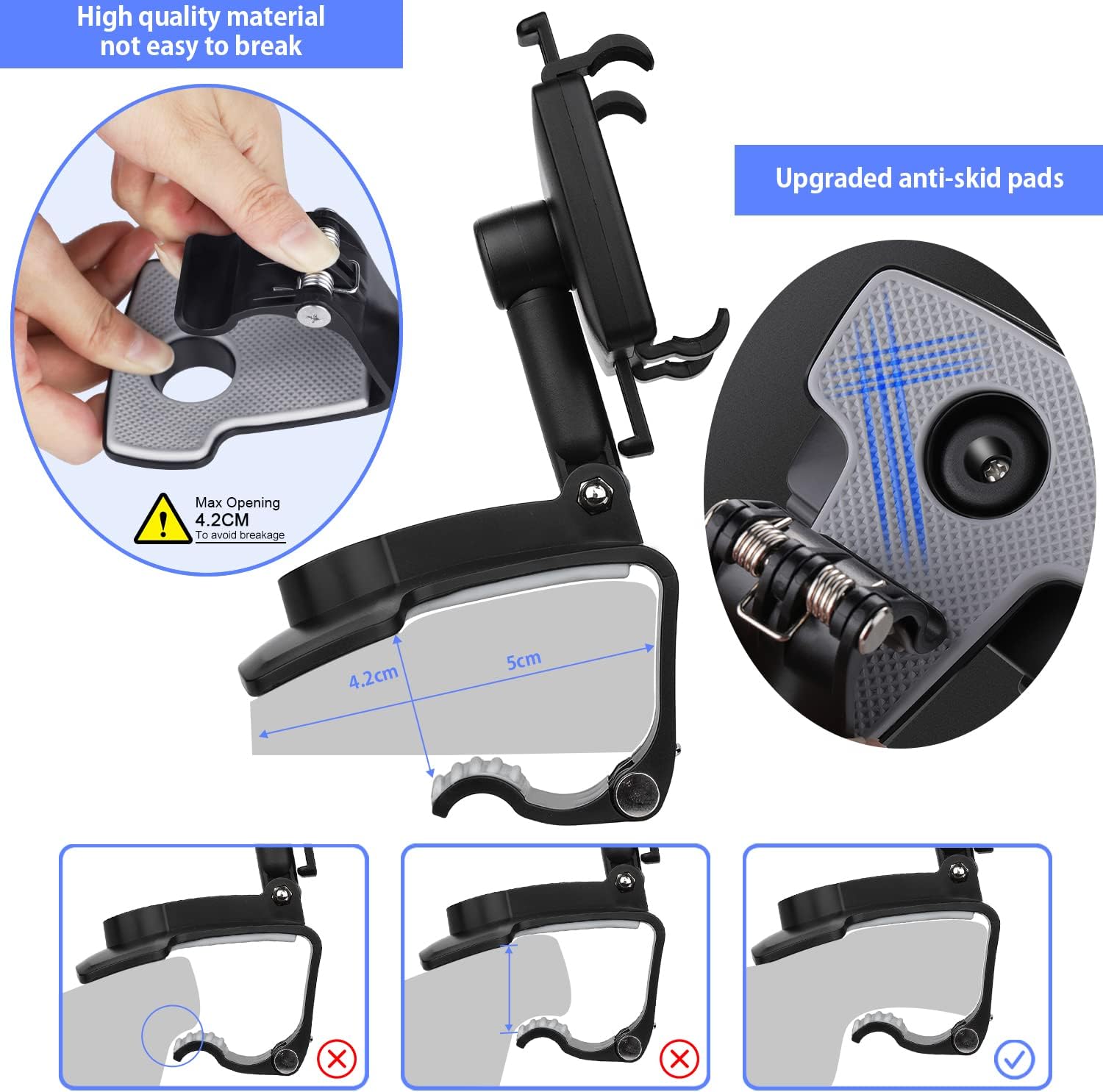 non slip car phone clip holder dashboard cellphone mount hud mobile phone holder for car compatible for iphone 13 12 11 pro max xs xr se x 8 7 6 plus 6s,samsung galaxy s20 s10 s9 s8 plus note 9 8